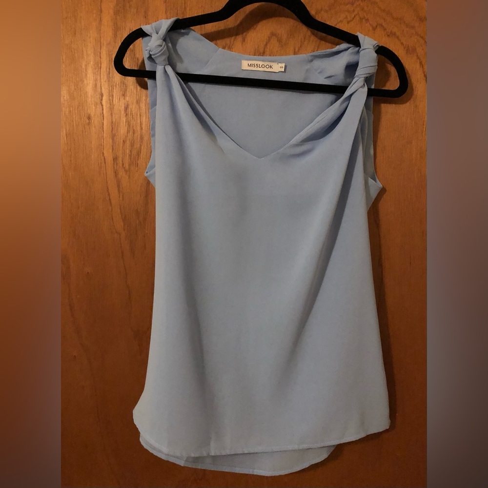 MISSLOOK Light Blue Sleeveless Blouse